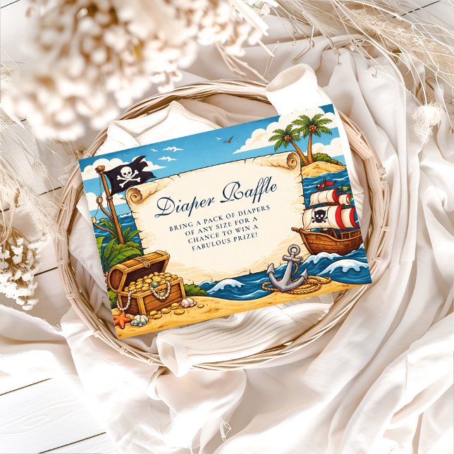 Cartão De Informações Whimsical Pirate Ship Adventure Diapper Raffle (Criador carregado)