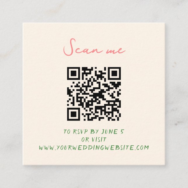 Cartão De Informações Whimsical Quirky Handwrite Wedding RSVP (Frente)