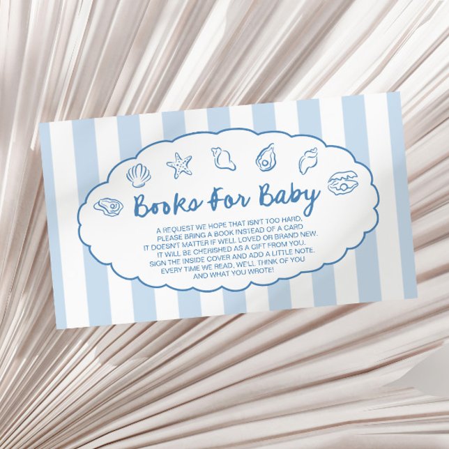 Cartão De Informações Whimsical Seashell Baby Shower Books For Baby (Criador carregado)