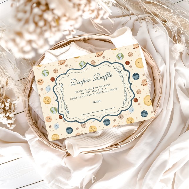 Cartão De Informações Whimsical Space Nursery Diapper Raffle (Criador carregado)