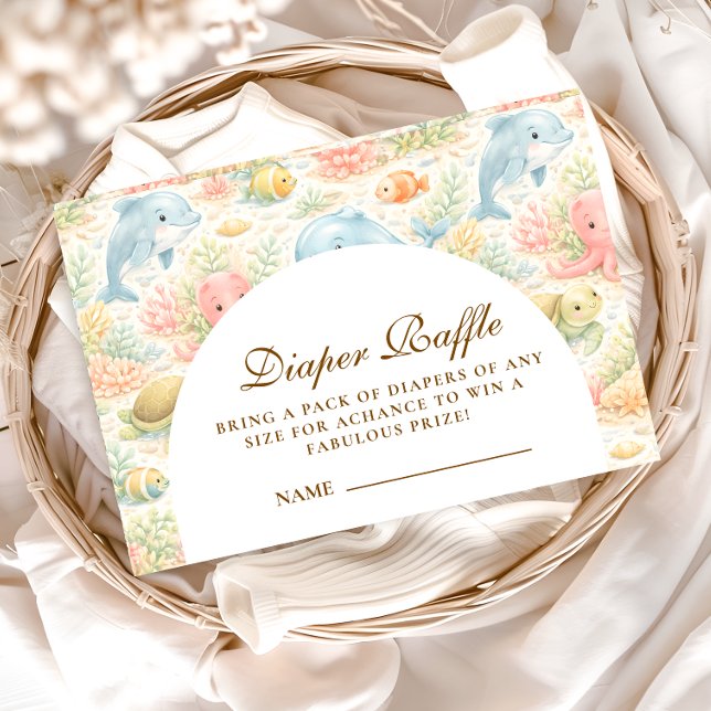 Cartão De Informações Whimsical Summer Animals Diapper Raffle (Criador carregado)