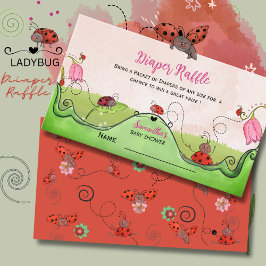 Cartão De Informações Whimsical Sweet Little Lady Ladybug Diaper Raffle