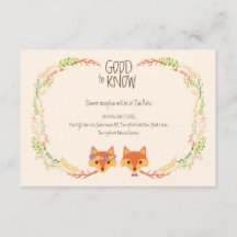 Whimsical Woodland Foxes Ivory Wedinfo Card