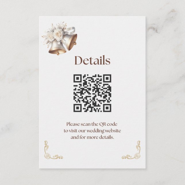 Cartão De Informações White and Gold Bells Details Enclosure (Frente)