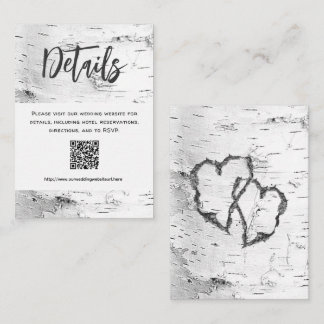 Cartão De Informações White Birch Details QR code Wedding Enclosure