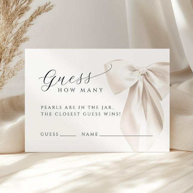 Cartão De Informações White Bow Guess How Many Game Card (Criador carregado)