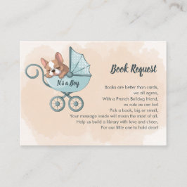 Cartão De Informações White Buldogue Francês Pup Blue Stroller Book Soli