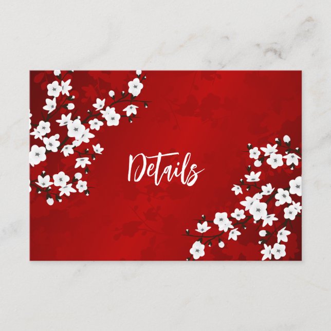 Cartão De Informações White Cherry Blossom Wedding Details (Frente)