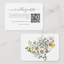 Cartão De Informações White Daisies Casamento RSVP Detalhes do Código QR