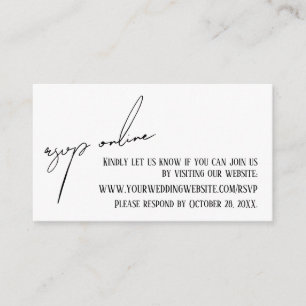 Cartão De Informações White de manuscrito casual online RSVP de Casament