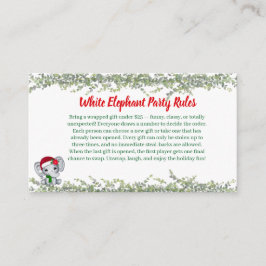 Cartão De Informações White Elephant Party Rules Card | Funny & Elegant 