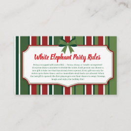 Cartão De Informações White Elephant Party Rules Card | Funny & Elegant 
