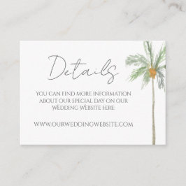 Cartão De Informações White Enclosure Card with Watercolour Palm Tree