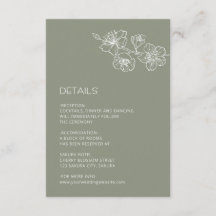 White Floral Line Art Sage Green Wedding