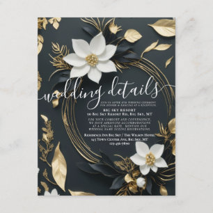 Cartão De Informações White Floral Wreath Wedding Details Foto