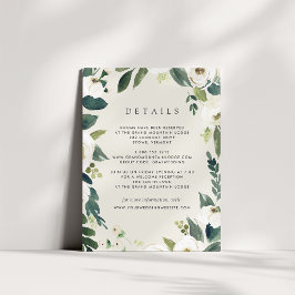 Cartão De Informações White Peony | Detalhes Do Casamento Floral De Aqua