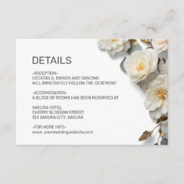 Cartão De Informações White Roses Textured Flowerds Details