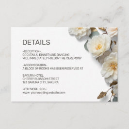 Cartão De Informações White Roses Textured Flowerds Details