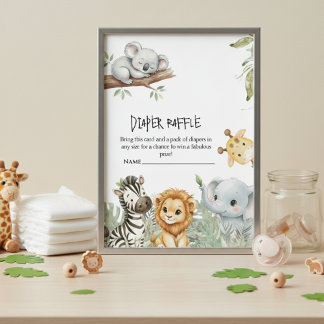 Cartão De Informações Wild One Boy Safari Jungle Animals Baby Shower