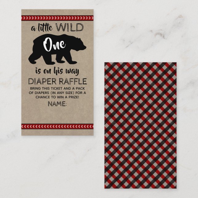 Cartão De Informações Wild One Boys Chá de fraldas Raffle (Frente/Verso)