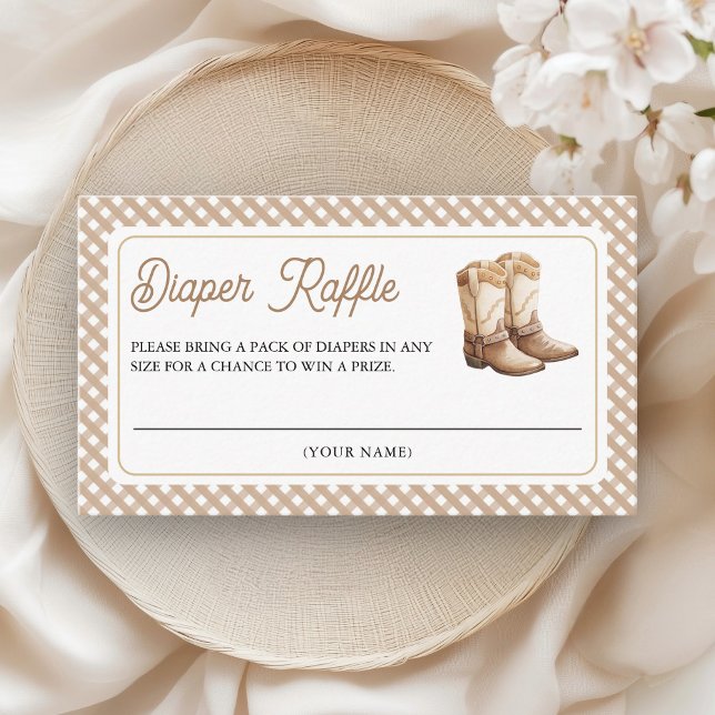 Cartão De Informações Wild West Cowboy Boots Baby Shower Diaper Raffle (Criador carregado)