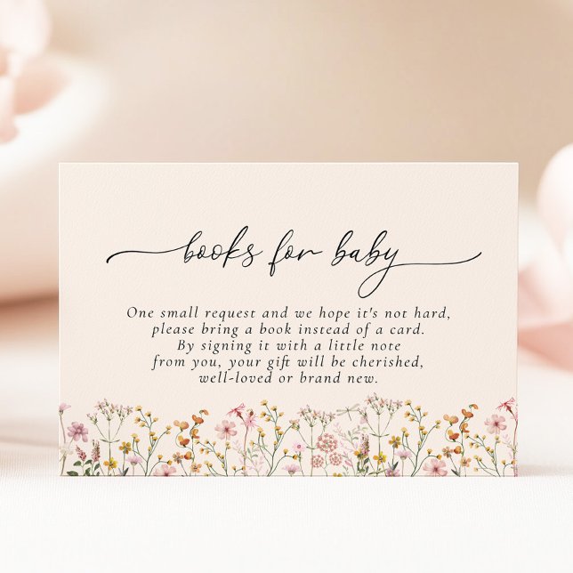 Cartão De Informações Wildflower Baby Shower Books for Baby Card (Criador carregado)