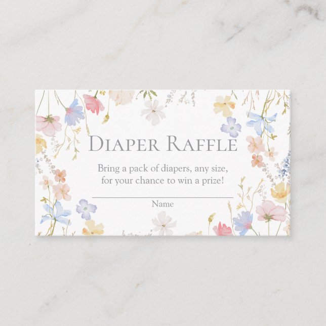 Cartão De Informações Wildflower Baby Shower Diaper Raffle Insert (Frente)