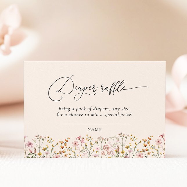 Cartão De Informações Wildflower Baby Shower Diaper Raffle Ticket (Criador carregado)