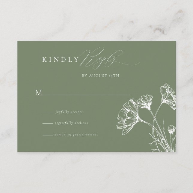 Cartão De Informações Wildflower Boho Chic Wedding RSVP (Frente)