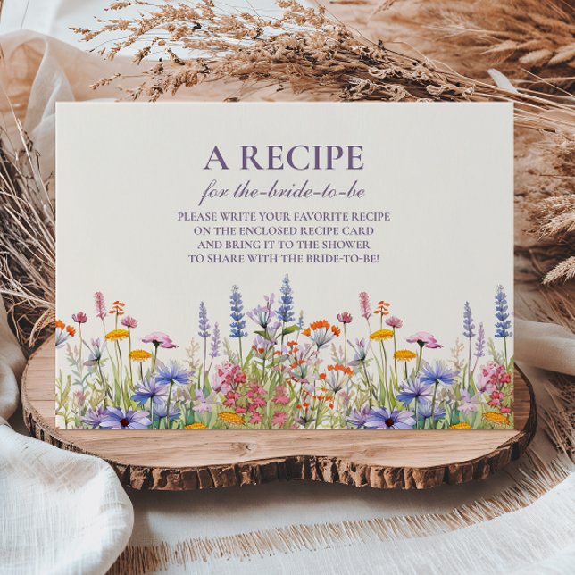 Cartão De Informações Wildflower Bridal Shower Recipe (Criador carregado)