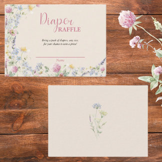 Cartão De Informações Wildflower Diaper Raffle Enclosure Card