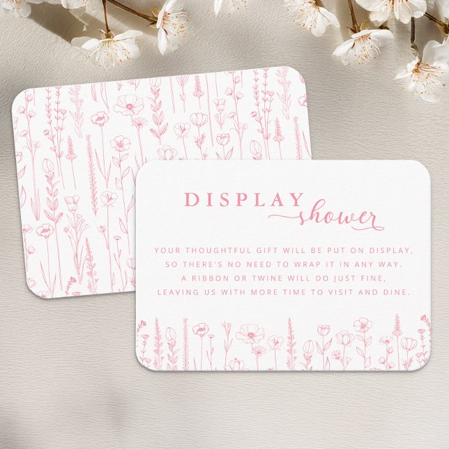 Cartão De Informações Wildflower Display Shower Baby Shower Card (Pink Display Shower Card)