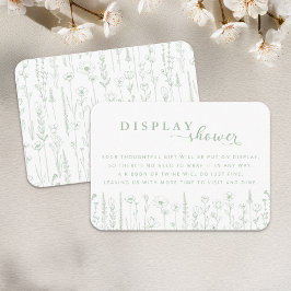 Cartão De Informações Wildflower Display Shower Baby Shower Card – Sage