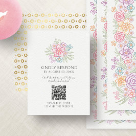 Cartão De Informações Wildflower Floral RSVP Código QR Casamento
