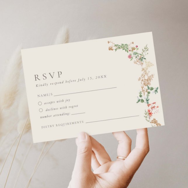 Cartão De Informações Wildflower Garden Floral Wedding RSVP Card (Criador carregado)