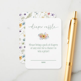 Cartão De Informações Wildflower Green Baby Shower Diaper Raffle Card