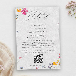 Cartão De Informações Wildflower Ivory Elegant QR Code Wedding Details