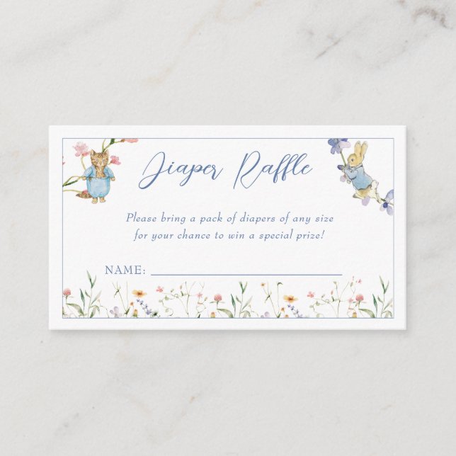 Cartão De Informações Wildflower Peter the Rabbit Fralda Raffle (Frente)