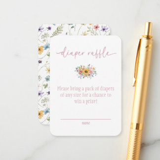 Cartão De Informações Wildflower Pink Baby Shower Diaper Raffle Card