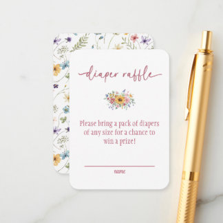 Cartão De Informações Wildflower Rose Baby Shower Diaper Raffle Card