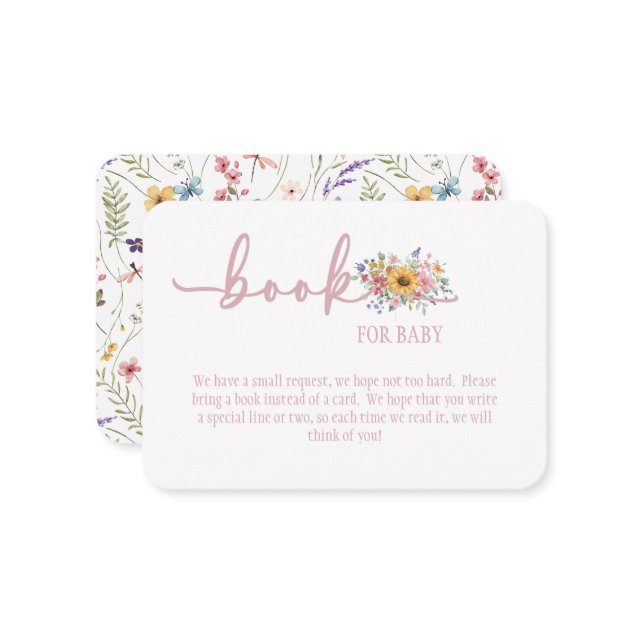 Cartão De Informações Wildflower Solid Pink Book for Baby Card (Frente/Verso In Situ)
