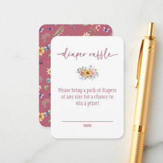 Cartão De Informações Wildflower Solid Rose Baby Shower Diaper Raffle 