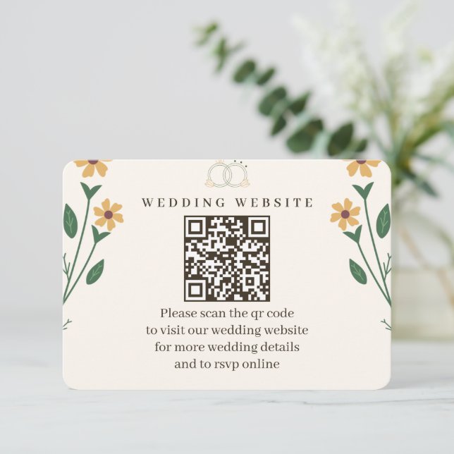 Cartão De Informações Wildflower Wedding Enclosure Card  (Em pé/Frente)