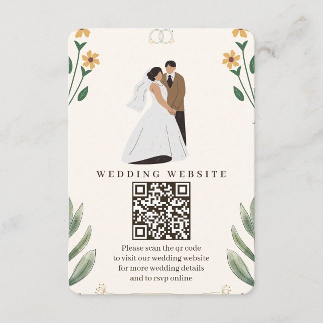 Cartão De Informações Wildflower Wedding Enclosure Card  (Frente)