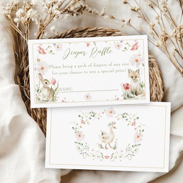 Cartão De Informações Wildflower Woodland Baby Animals Diaper Raffle (Criador carregado)