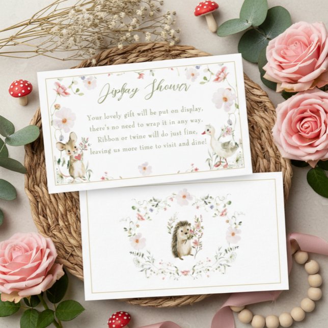 Cartão De Informações Wildflower Woodland Baby Animals Display Shower (Criador carregado)