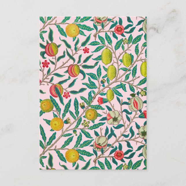 Cartão De Informações William Morris Pomegranate A Rosa (Frente)