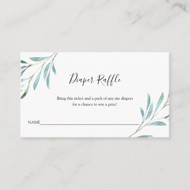 Cartão De Informações Willow Eucalyptus Baby Fralda Raffle (Frente)