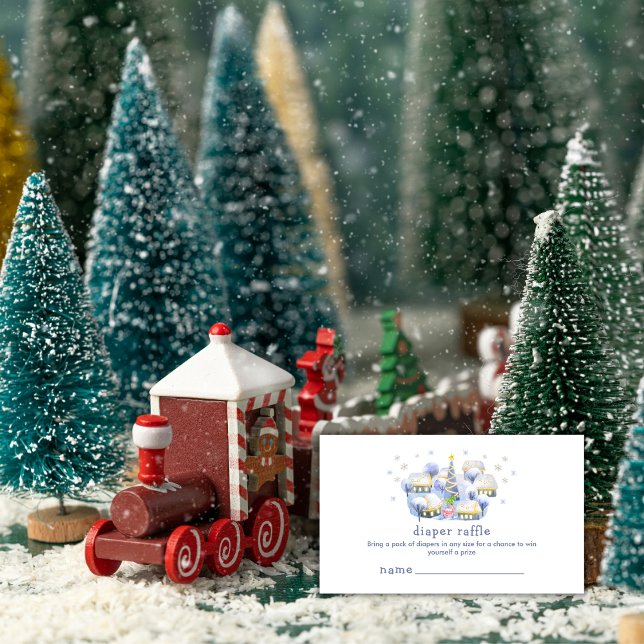 Cartão De Informações Winter A Village Diaper Raffle Baby Shower  (Winter A Village Diaper Raffle Baby Shower Enclosure Card)