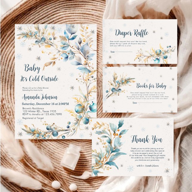 Cartão De Informações Winter Baby Its Cold Outside Diaper Raffle  (Criador carregado)